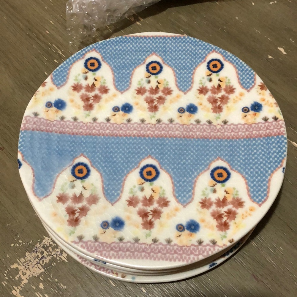 Anthropologie Renata Blue Side Plates Set of Four